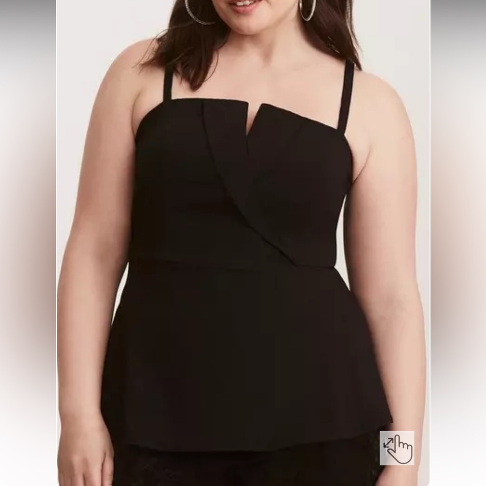 Torrid Surplice Peplum Top Black.